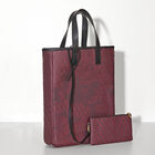 Hand-carried bag Pivoine Burgundy  100% cotton, acrylic coating. Garnish: Cattle leather, , hi-res image number 4