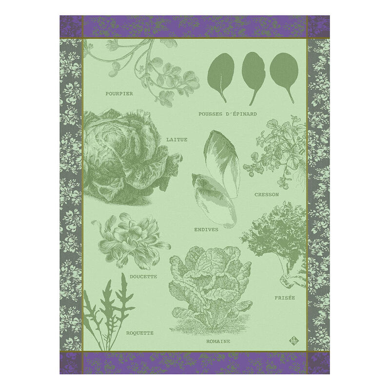 Tea towel Salades Illustrées Green 60x80 100% cotton, , hi-res image number 0