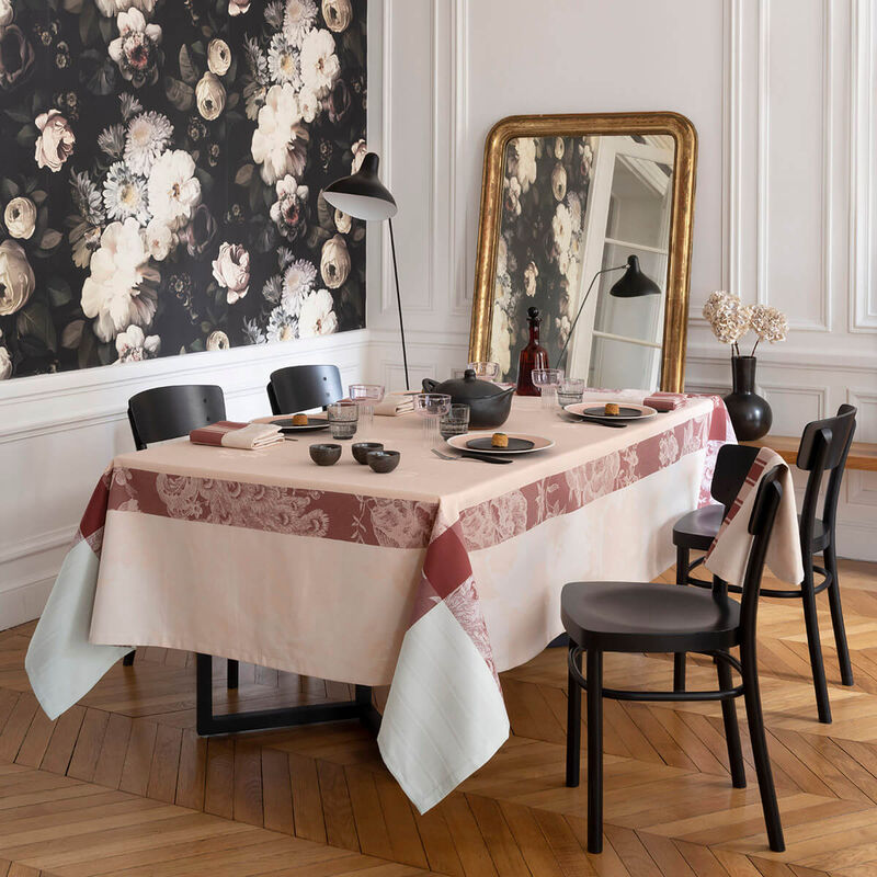 Tablecloth À la Française Pink 69"x69" 100% cotton, , hi-res image number 0