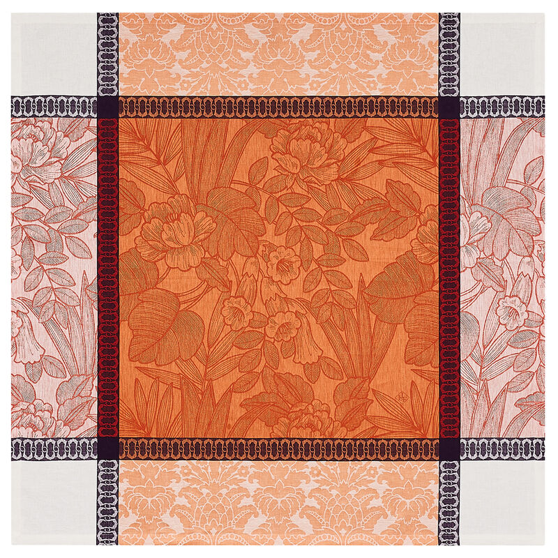 Tablecloth Escapade Tropicale Orange 47"x47" 100% linen, , hi-res image number 5