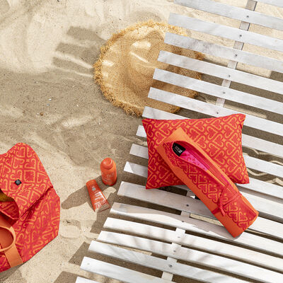 Beach cushion Monoï Red 13"x10" 100% cotton,  Beach cushion Monoï Red 13"x10" 100% cotton