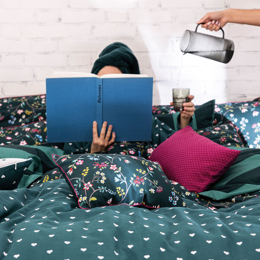 Duvet cover Vagabonde Green 68"X86"Twin 100% cotton, , hi-res image number 3