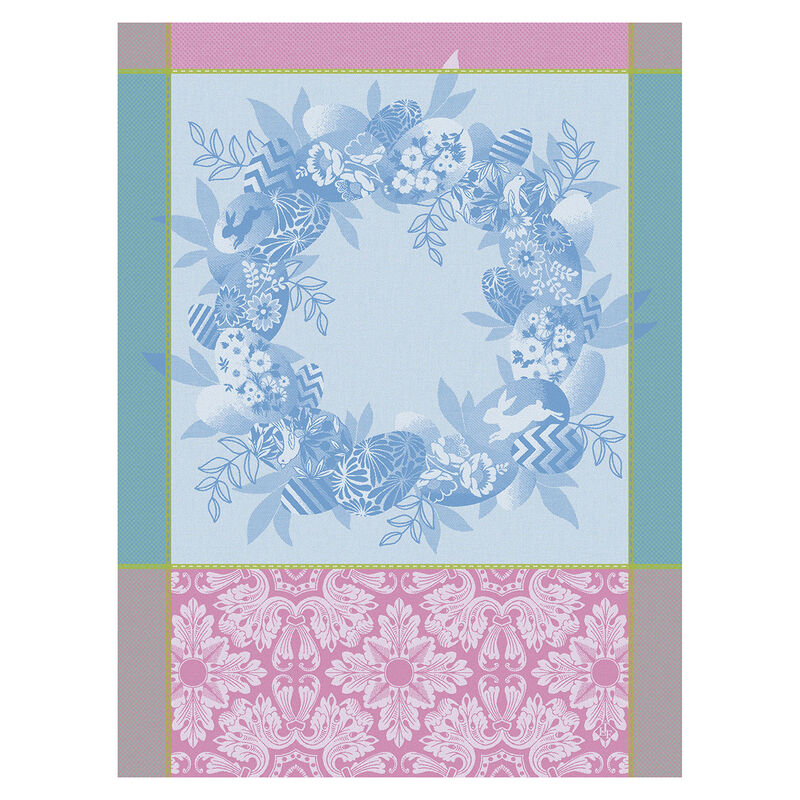 Tea towel Couronne de Pâques Blue 24"x31" 100% cotton, , hi-res image number 0