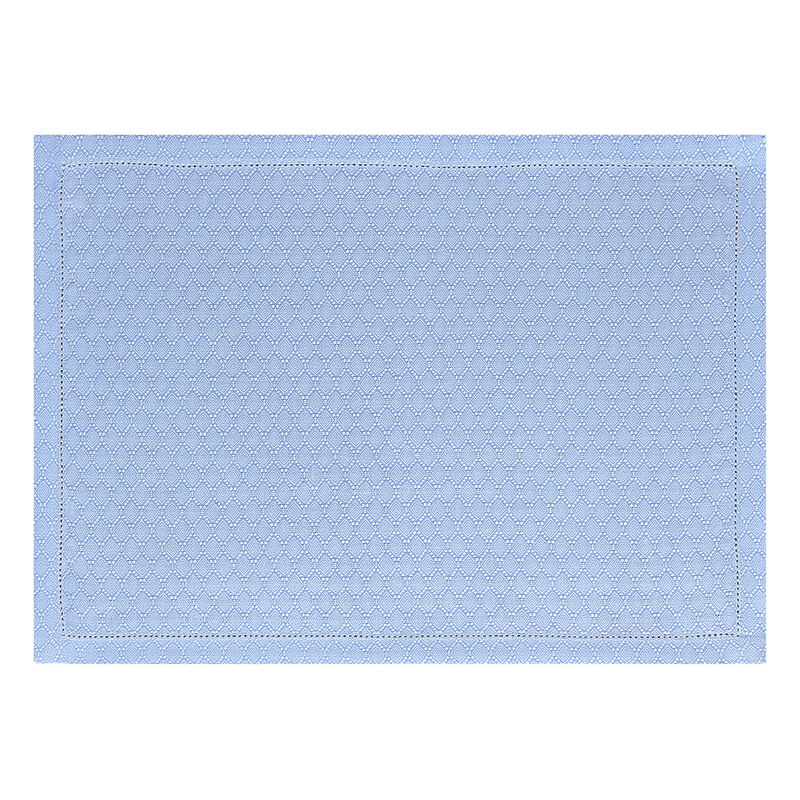 Placemat Portofino Géo Blue 20"x14" 100% linen, , hi-res image number 0
