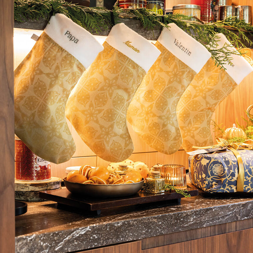 Christmas stocking F&eacute;erie Yellow Unique size 100% cotton, , hi-res image number 0