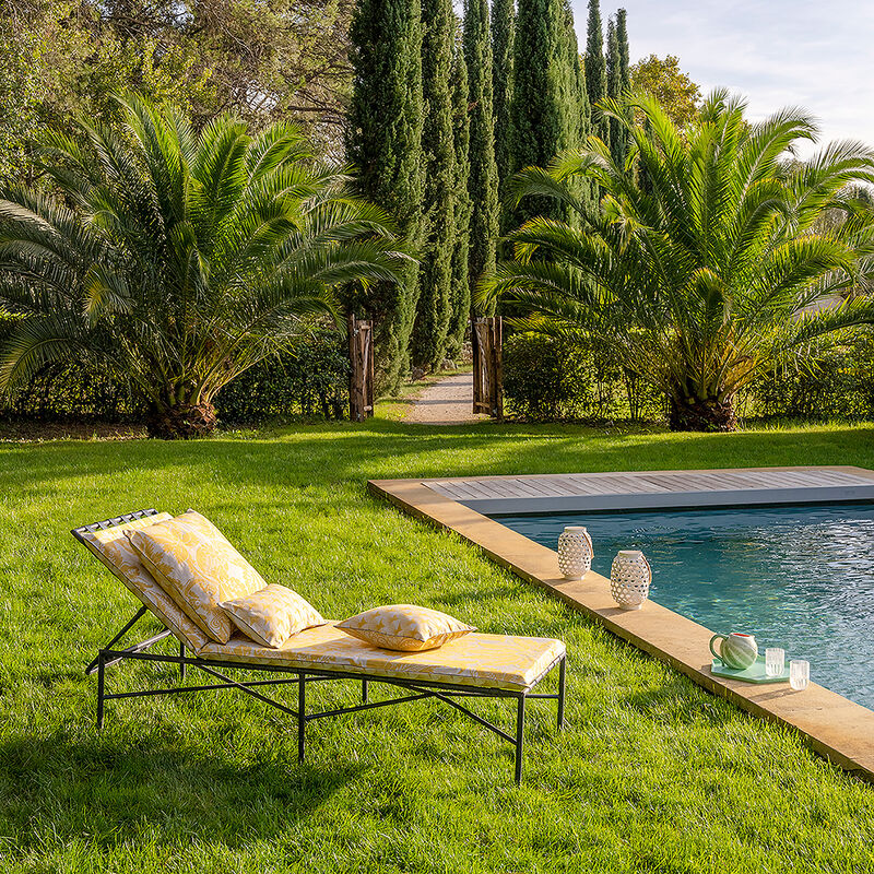 Sun lounger cushion Soleil Yellow 24"x75" 100% cotton, , hi-res
