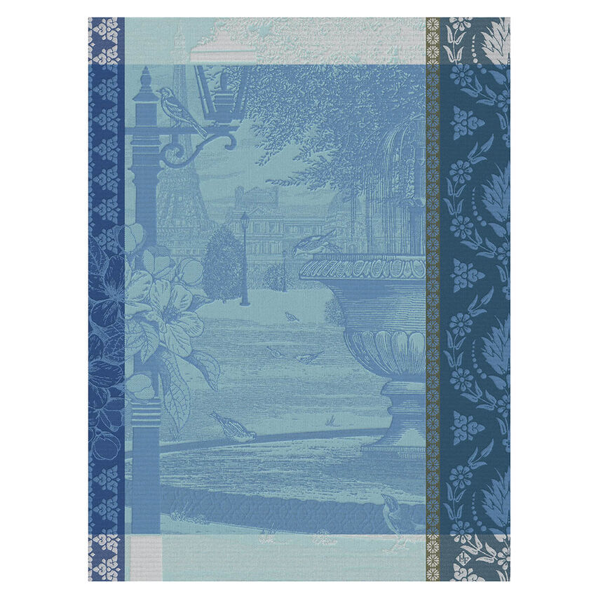 Tea towel Jardin Parisien Blue 24"x31" 100% cotton, , hi-res image number 0