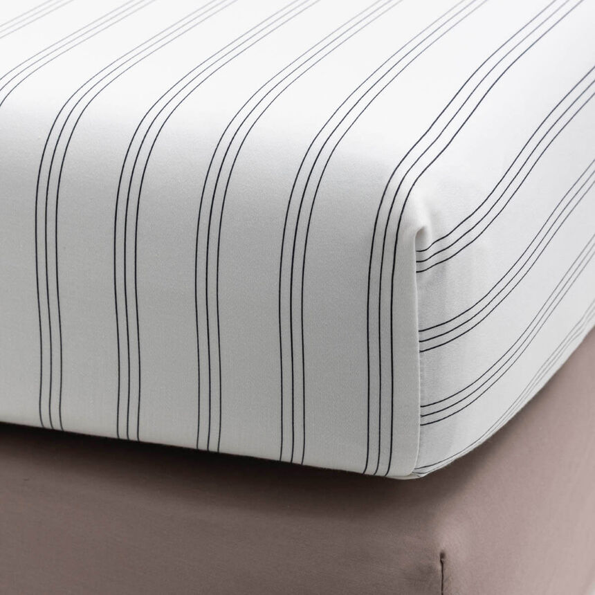 Fitted sheets Savile row Beige 152X203X43 100% cotton, , hi-res image number 1