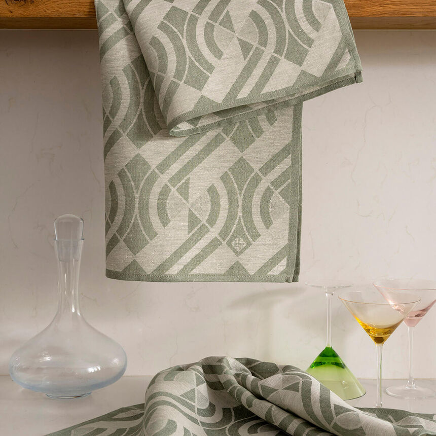 Torchon essuie-verres N&eacute;o Green 60x80 100% lin, , hi-res image number 0