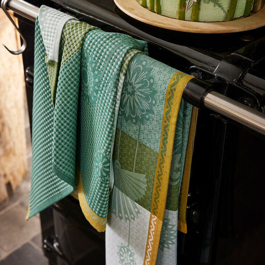 Tea towel Lumi&egrave;res d'&eacute;toiles  Green 60x80 100% cotton, , hi-res image number 1