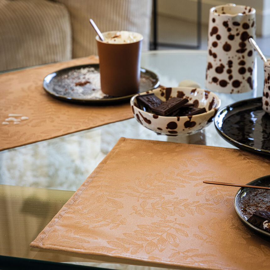 Coated placemat Vegetal mood Brown 20"x14" 100% cotton, , hi-res image number 2