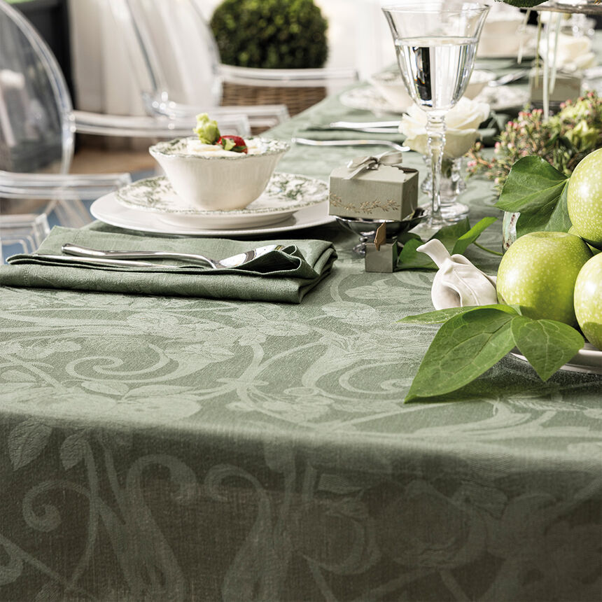Tablecloth Tivoli Green 69"x69" 100% linen, , hi-res image number 5