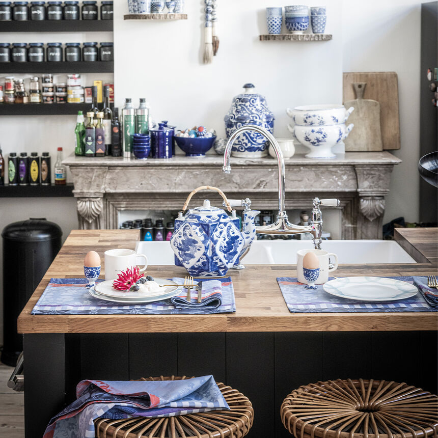 Set de table enduit Gipsy Azur 50x36 100% coton, , hi-res