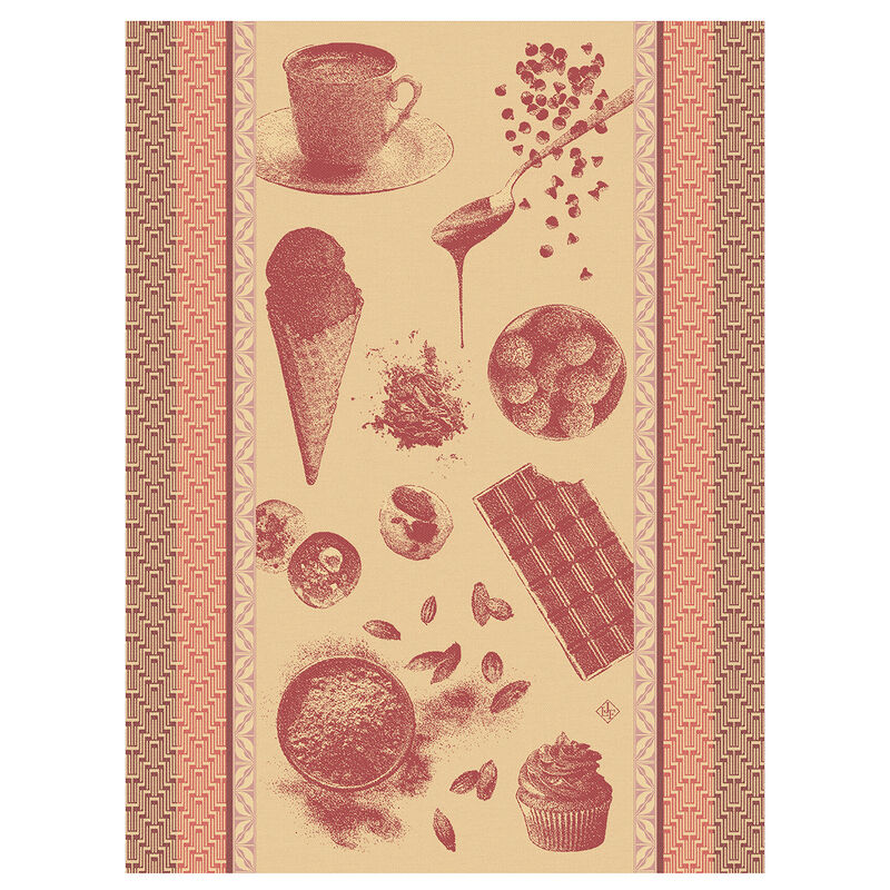 Tea towel Chocolats - Recettes Yellow 24"x31" 100% cotton, , hi-res image number 0