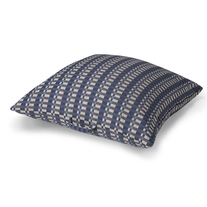 Pouf Origin Rythme Blue 31"x31" 100% cotton, , hi-res image number 1