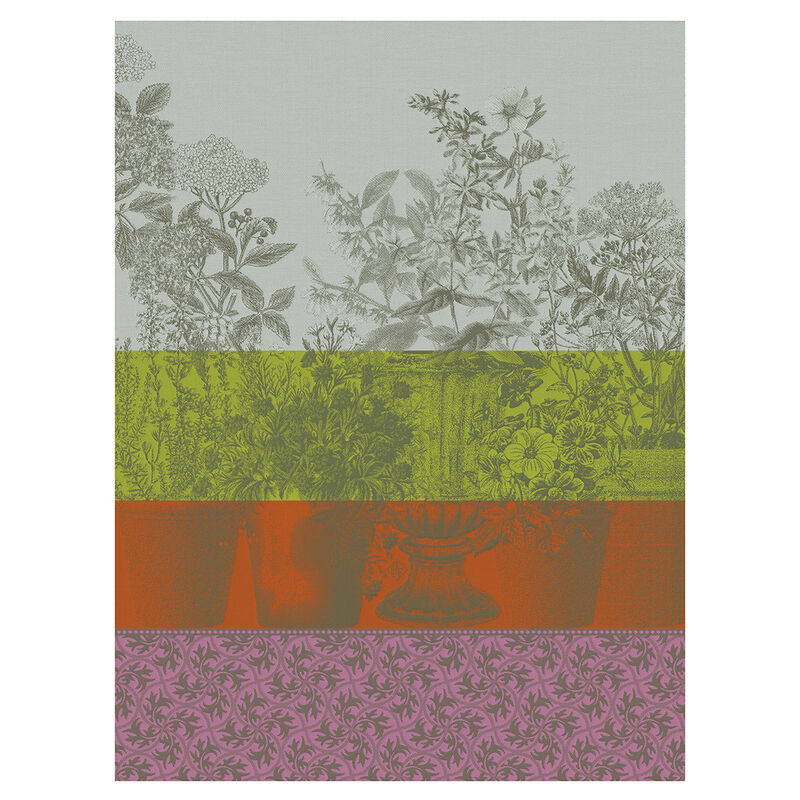 Tea towel Floraison Rayé Purple 60x80 100% cotton, , hi-res image number 0