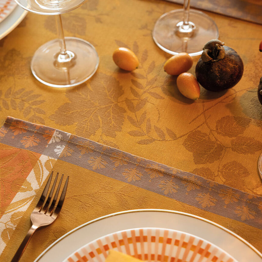 Tablecloth Manor lane Orange 69"x69" 100% cotton, , hi-res image number 2