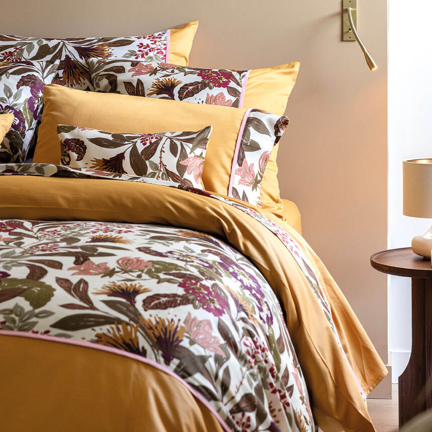 Flat sheets Panache de fleurs  Yellow 75"X114"Twin 100% cotton, , hi-res image number 2