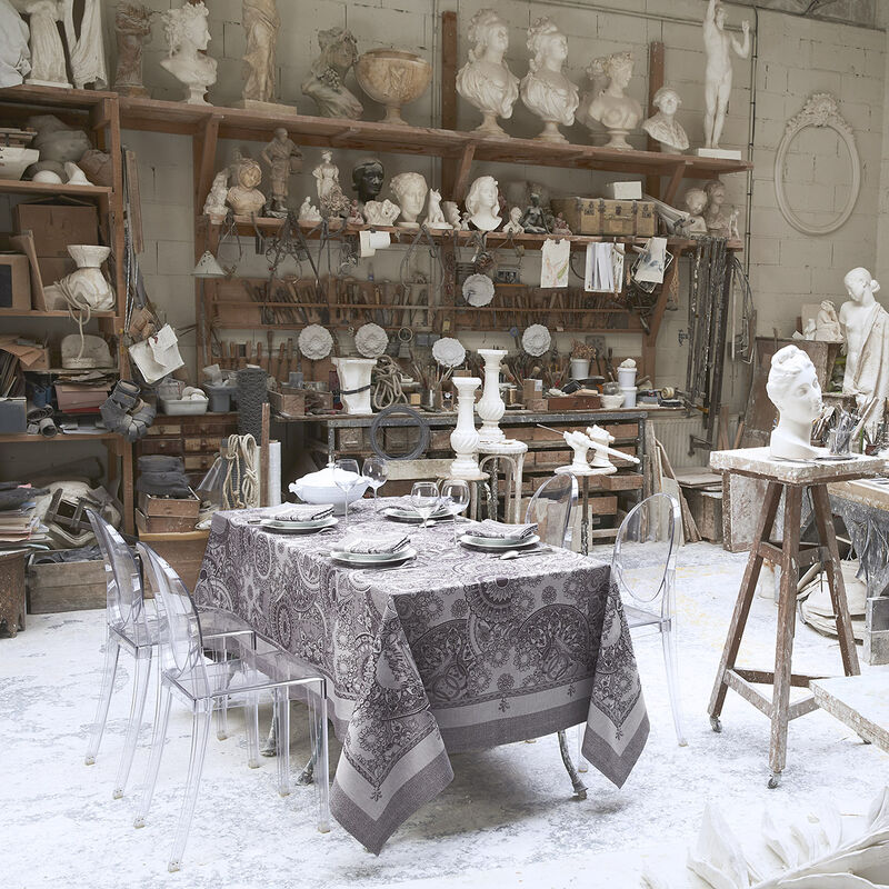 Tablecloth Porcelaine Kaolin Ø83" 100% cotton, , hi-res image number 2