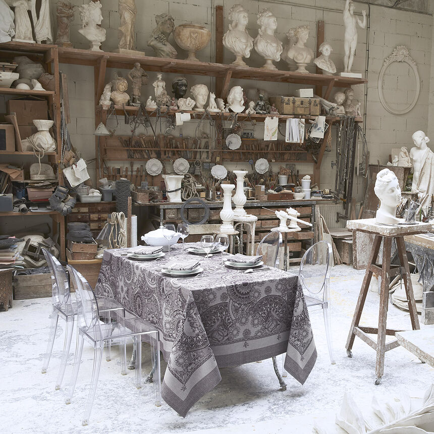 Tablecloth Porcelaine Kaolin &Oslash;83" 100% cotton, , hi-res image number 2