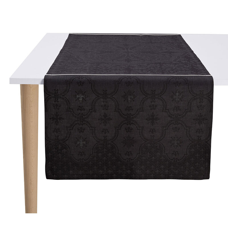 Runner Armoiries Black 20"x59" 100% linen, , hi-res image number 0