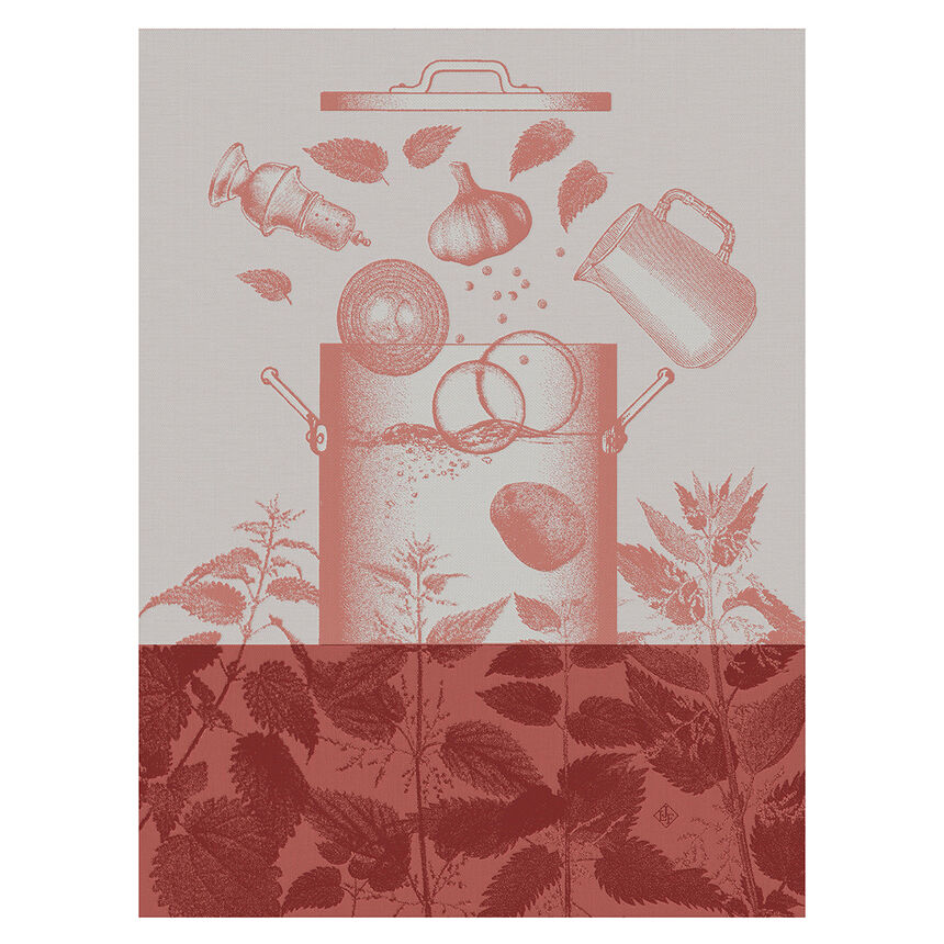 Tea towel Velout&eacute;s d'orties Pink 24"x31" 90% Cotton, 10% Lyocell, , hi-res image number 0