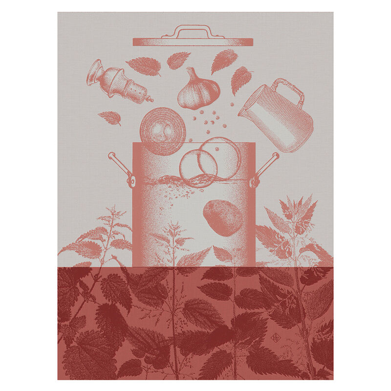 Tea towel Veloutés d'orties Pink 60x80 90% Cotton, 10% Lyocell, , hi-res image number 0