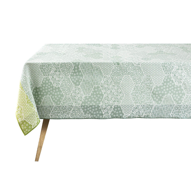 Tablecloth Wagara Green 59"x59" 100% cotton, , hi-res