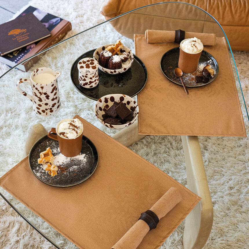 Coated placemat Vegetal mood Brown 20"x14" 100% cotton, , hi-res image number 0