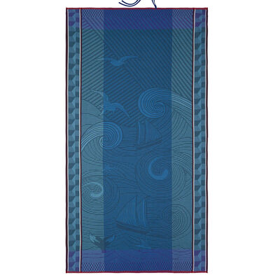 Beach towel Baignade &agrave; Socoa Blue 39"x79" 100% cotton