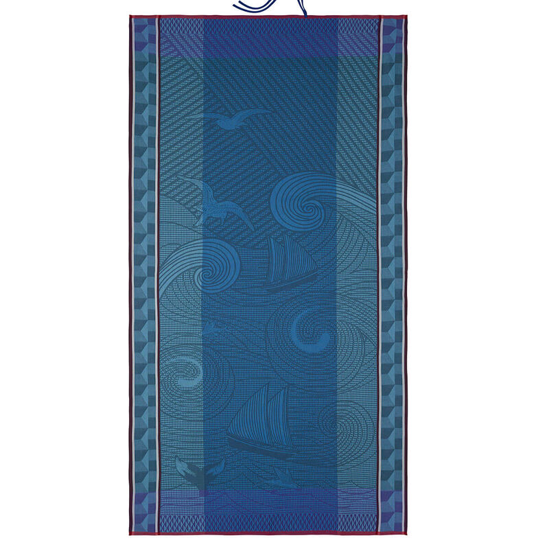 Beach towel Baignade à Socoa Blue 39"x79" 100% cotton, , hi-res image number 1