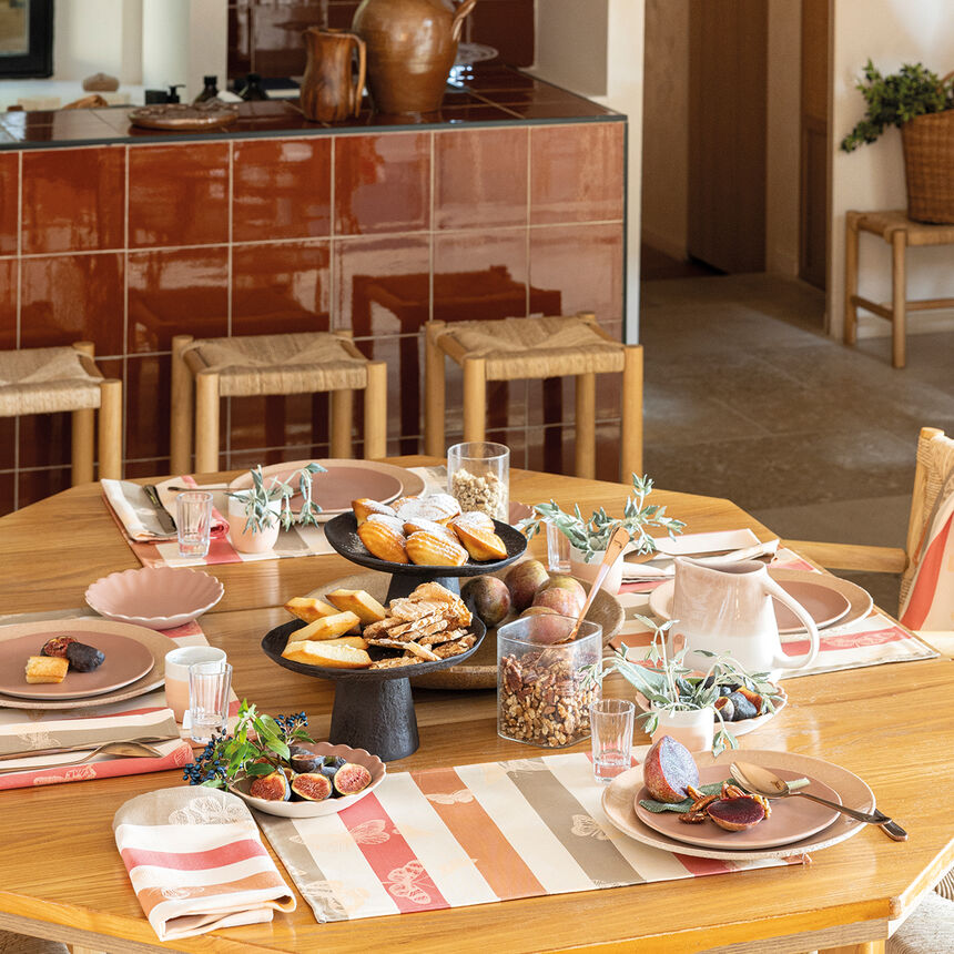 Set de table enduit Bal des papillons Enduit P&ecirc;che 50x36 100% coton, , hi-res image number 0