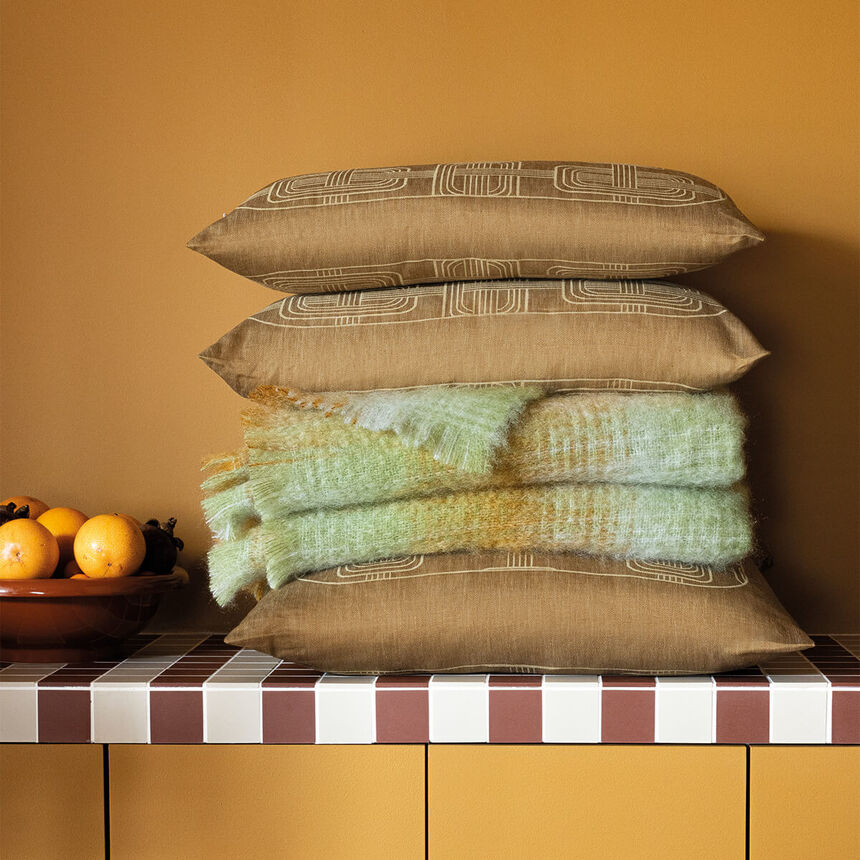 Cushion cover H&ocirc;tel particulier Brown 20"x20" 100% linen, , hi-res image number 3