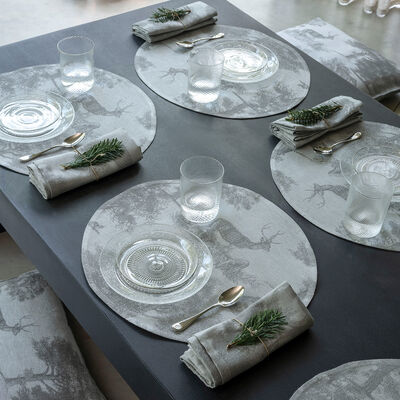 Napkin Souveraine  Silver 23"x23" 100% linen,  Napkin Souveraine  Silver 23"x23" 100% linen