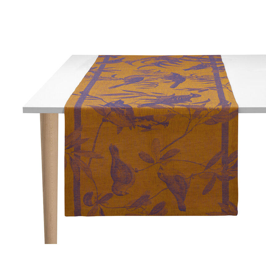 Runner Voli&egrave;re Blue 20"x59" 100% linen, , hi-res image number 0