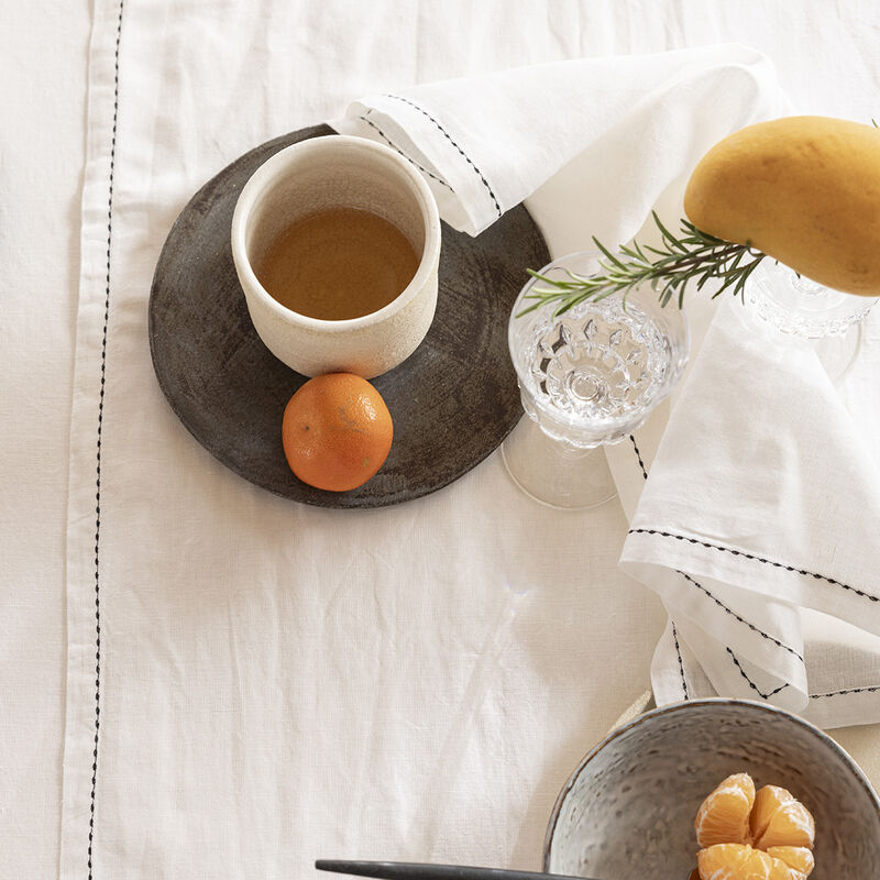 Tablecloth Nuances White 59"x59" 50% cotton - 50 % linen, , hi-res image number 1