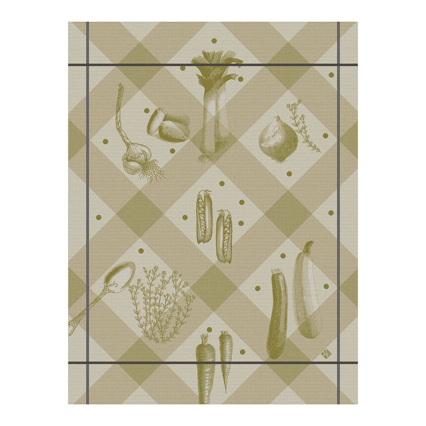 Tea towel L&eacute;gumes au jardin Beige 60x80 100% cotton, , hi-res image number 0