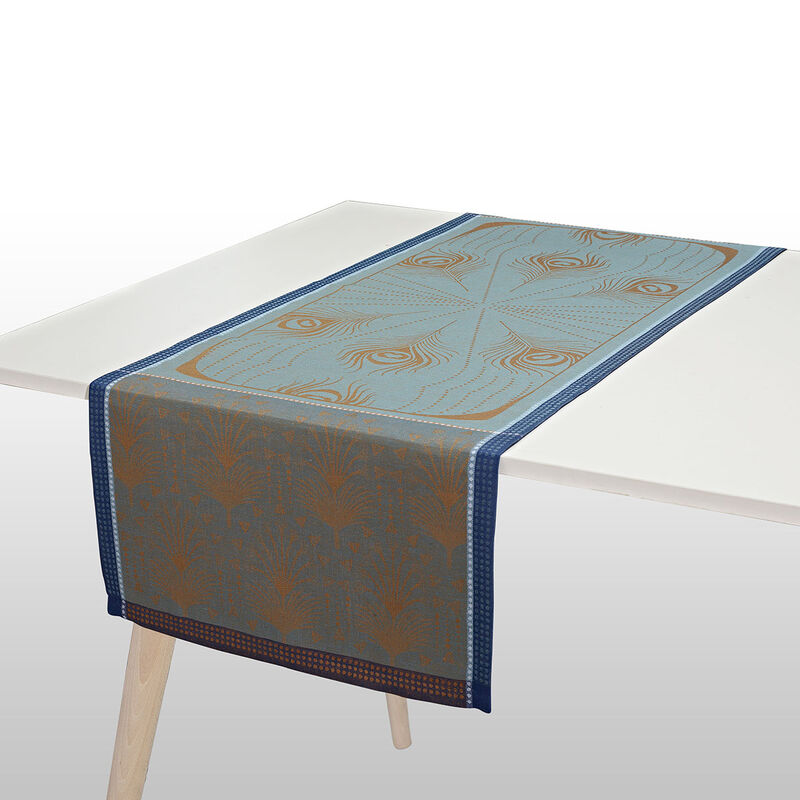 Runner Cabaret Peacock 20"x59" 100% linen, , hi-res image number 0