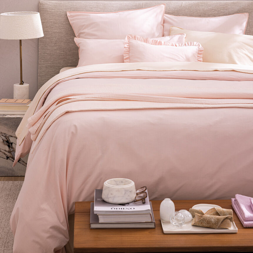 Duvet cover Eclat Pink 68"X86"Twin 100% cotton, , hi-res image number 3