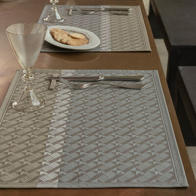 Coated placemat Veine Graphique Grey 20"x14" 100% cotton