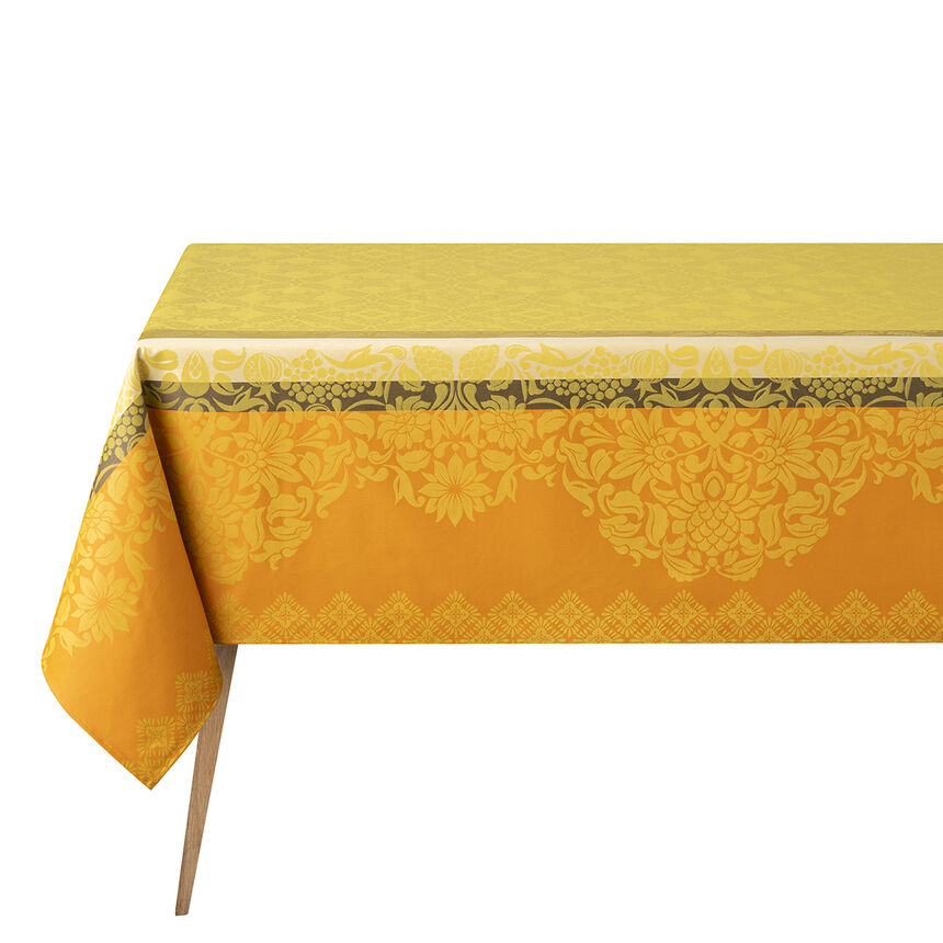 Coated tablecloth Mumbai Enduit Yellow 59"x59" 100% cotton, , hi-res image number 1