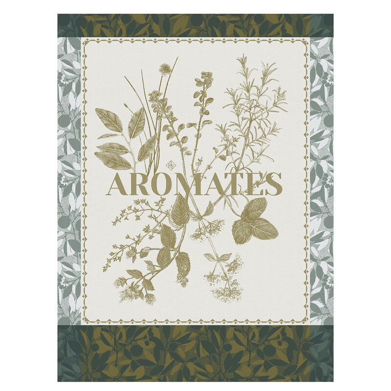 Tea towel Épices & Aromates Green 24"x31" 100% cotton, , hi-res image number 0