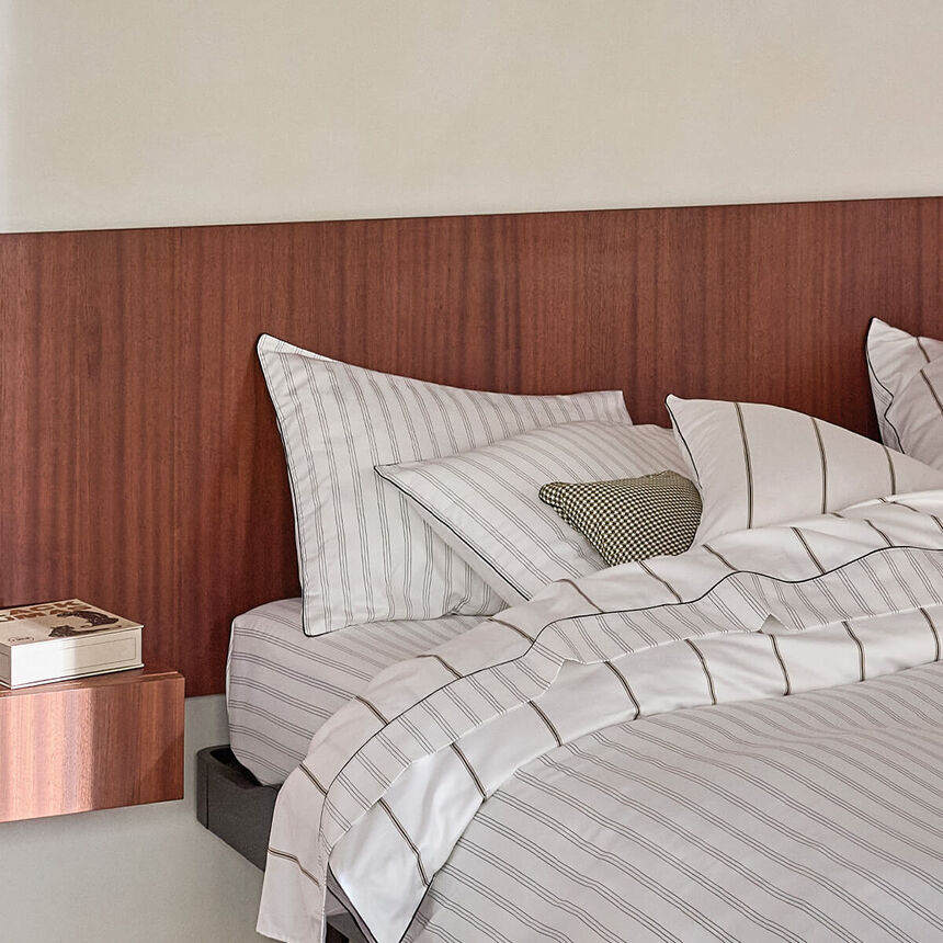 Fitted sheets Savile row Beige 152X203X43 100% cotton, , hi-res image number 0