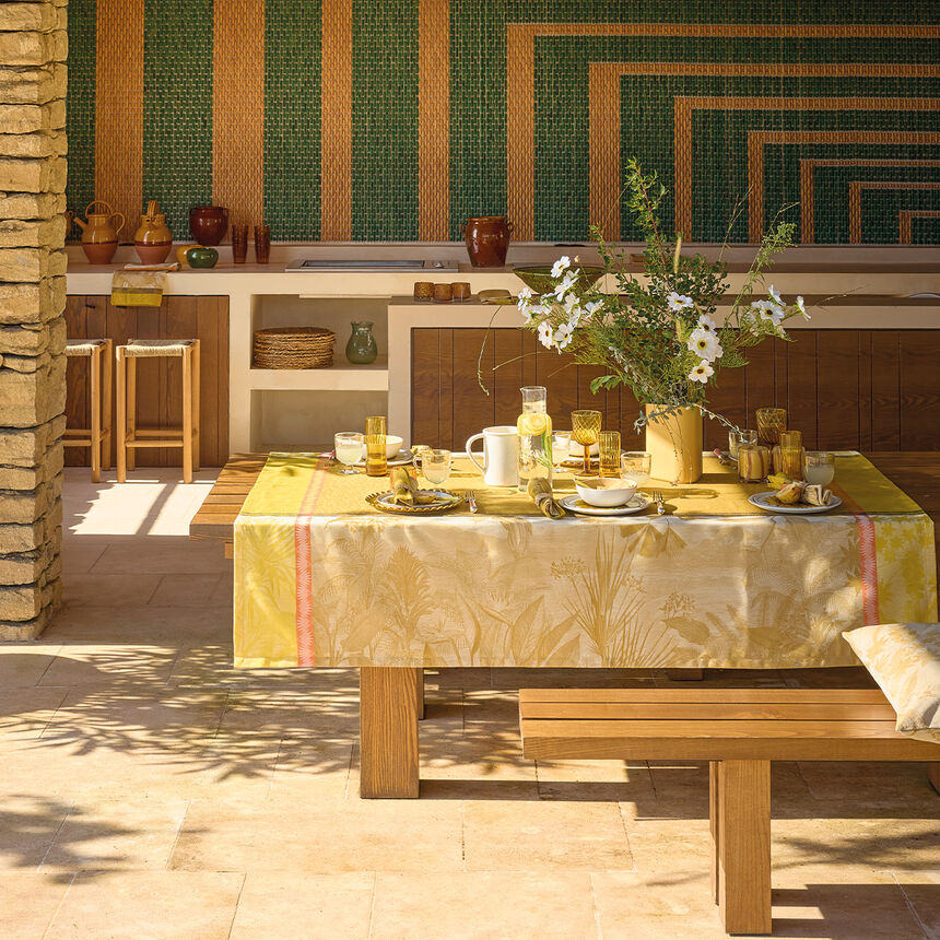 Tablecloth Sinhar&acirc;ja Yellow 175x175 100% cotton, , hi-res