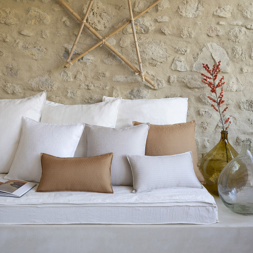 Cushion cover Portofino G&eacute;o Beige 20"x12" 100% linen, , hi-res image number 0