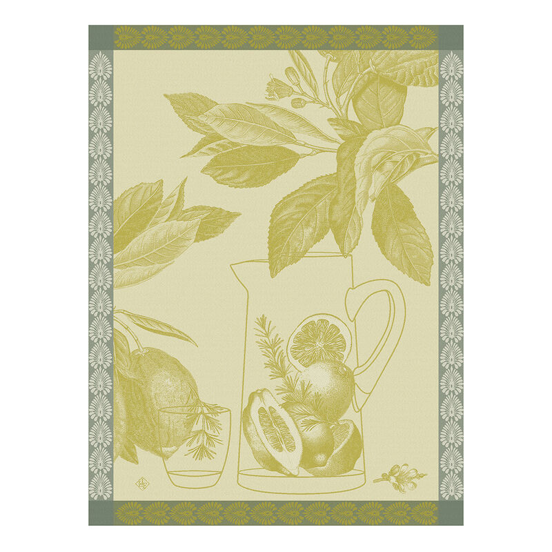 Tea towel Eaux de citrons Yellow 24"x31" 100% cotton, , hi-res image number 0