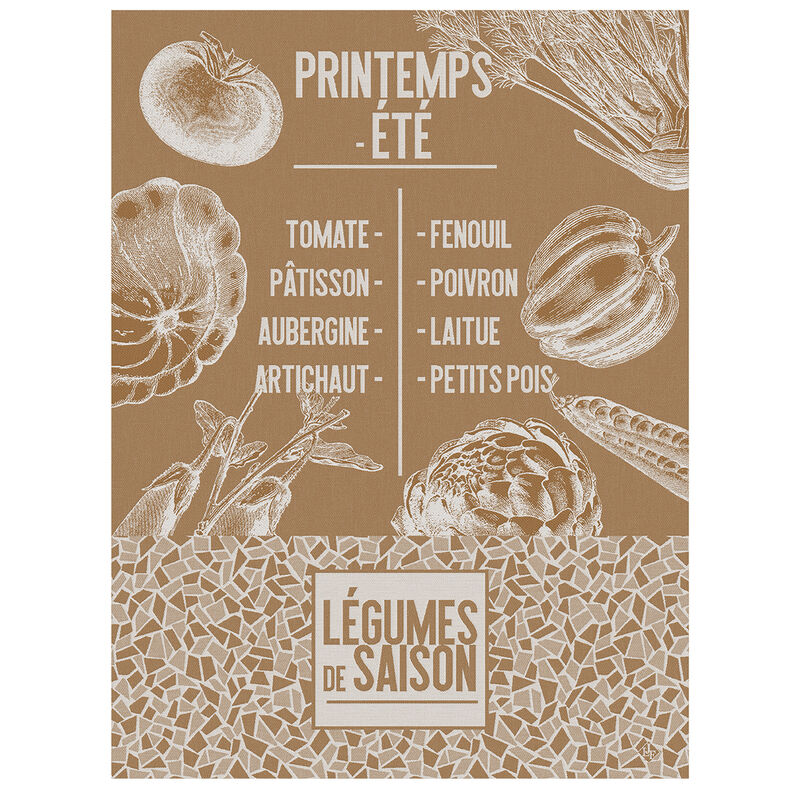Tea towel De Saison Légumes Soil 24"x31" 100% cotton, , hi-res image number 0