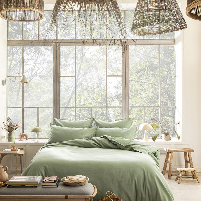 Duvet cover Nuances Green 173X218 50% cotton - 50 % linen, , hi-res image number 0