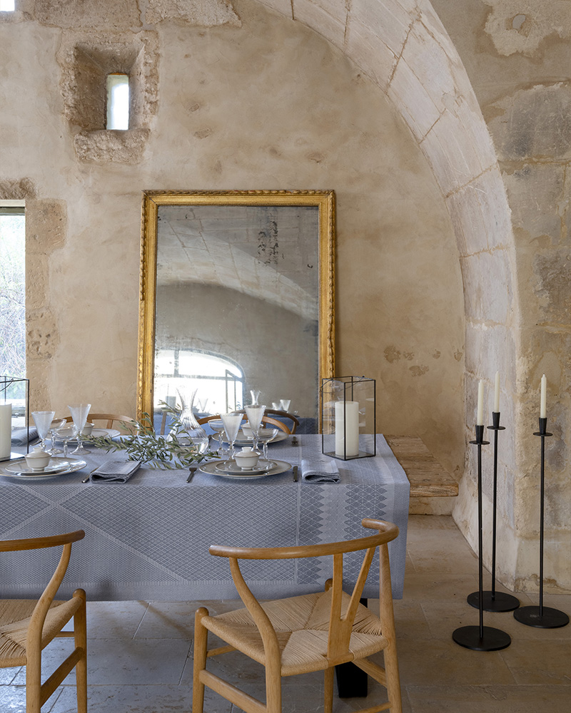 Gilded mirror and set table