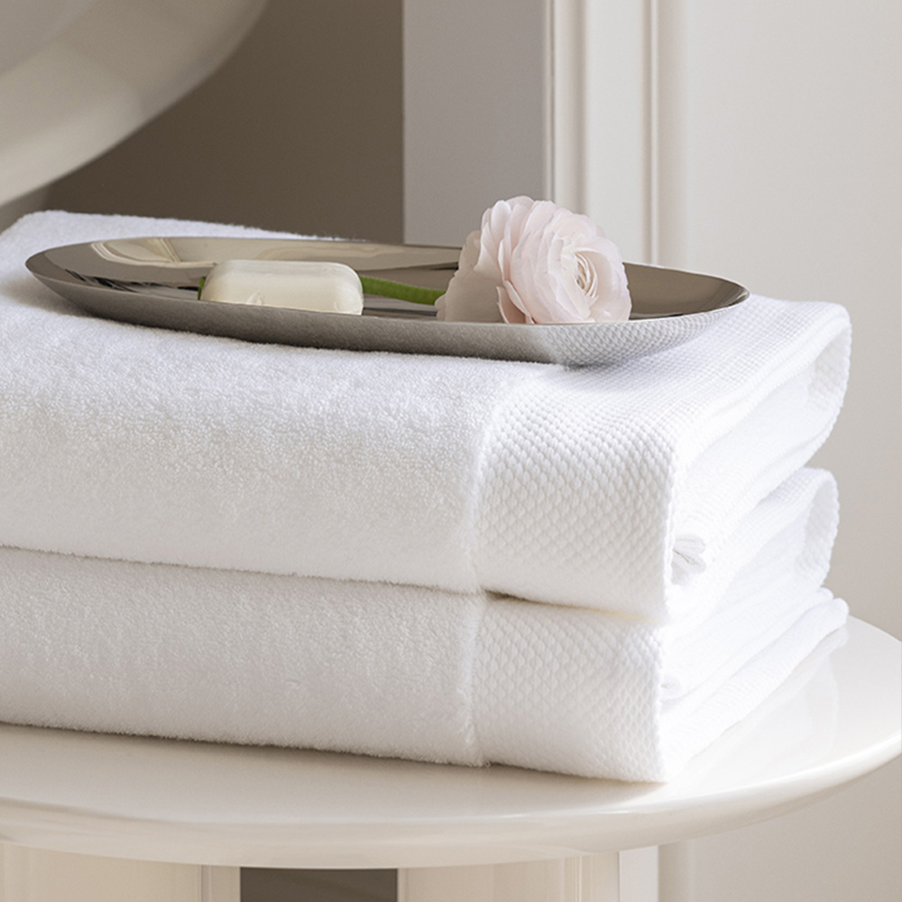 Stacked bath towels